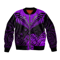 Personalised Aotearoa Bomber Jacket Maori Kiwi Purple Fern LT01 Unisex Purple - Polynesian Pride