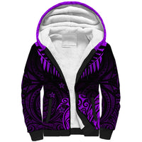 Personalised Aotearoa Sherpa Hoodie Maori Kiwi Purple Fern LT01 Unisex Purple - Polynesian Pride
