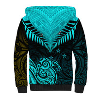 Personalised Aotearoa Sherpa Hoodie Maori Kiwi Turquoise Fern LT01 - Polynesian Pride