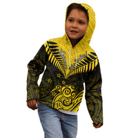 Personalised Aotearoa Kid Hoodie Maori Kiwi Yellow Fern LT01 - Polynesian Pride