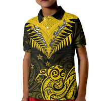 Personalised Aotearoa Kid Polo Shirt Maori Kiwi Yellow Fern LT01 Kid Yellow - Polynesian Pride