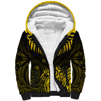 Personalised Aotearoa Sherpa Hoodie Maori Kiwi Yellow Fern LT01 Unisex Yellow - Polynesian Pride