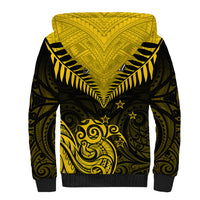 Personalised Aotearoa Sherpa Hoodie Maori Kiwi Yellow Fern LT01 - Polynesian Pride