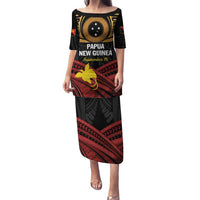Papua New Guinea Bird of Paradise Family Matching Puletasi and Hawaiian Shirt 16 September 1975 Independence Day Anniversary LT01 Mom's Dress Black - Polynesian Pride