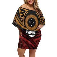 Papua New Guinea Bird of Paradise Off Shoulder Short Dress 16 September 1975 Independence Day Anniversary LT01 Women Black - Polynesian Pride