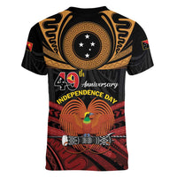 Papua New Guinea Bird of Paradise Women V-Neck T-Shirt 16 September 1975 Independence Day Anniversary LT01 - Polynesian Pride