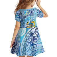 Tuvalu mo te Atua Family Matching Short Sleeve Bodycon Dress and Hawaiian Shirt Tuvalu Dolphin Polynesian Pattern