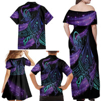 In September We Wear Teal And Purple Family Matching Off Shoulder Maxi Dress and Hawaiian Shirt Magic Ribbon Semicolon LT01 - Polynesian Pride