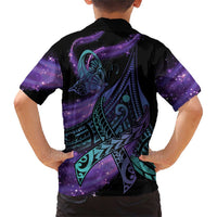 In September We Wear Teal And Purple Family Matching Short Sleeve Bodycon Dress and Hawaiian Shirt Magic Ribbon Semicolon LT01 - Polynesian Pride