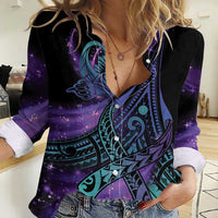 In September We Wear Teal And Purple Women Casual Shirt Magic Ribbon Semicolon LT01 Female Purple - Polynesian Pride
