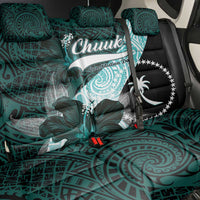 Chuuk Constitution Day Back Car Seat Cover Hibiscus Turquoise Pattern