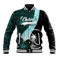 Chuuk Constitution Day Baseball Jacket Hibiscus Turquoise Pattern LT01 Unisex Turquoise - Polynesian Pride