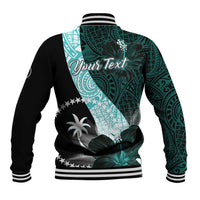 Chuuk Constitution Day Baseball Jacket Hibiscus Turquoise Pattern LT01 - Polynesian Pride