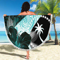 Chuuk Constitution Day Beach Blanket Hibiscus Turquoise Pattern LT01 - Polynesian Pride