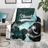 Chuuk Constitution Day Blanket Hibiscus Turquoise Pattern LT01 - Polynesian Pride