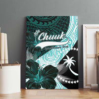 Chuuk Constitution Day Canvas Wall Art Hibiscus Turquoise Pattern LT01 - Polynesian Pride
