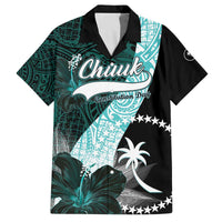 Chuuk Constitution Day Family Matching Off The Shoulder Long Sleeve Dress and Hawaiian Shirt Hibiscus Turquoise Pattern LT01 Dad's Shirt - Short Sleeve Turquoise - Polynesian Pride