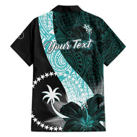 Chuuk Constitution Day Family Matching Short Sleeve Bodycon Dress and Hawaiian Shirt Hibiscus Turquoise Pattern LT01 - Polynesian Pride