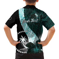 Chuuk Constitution Day Family Matching Tank Maxi Dress and Hawaiian Shirt Hibiscus Turquoise Pattern LT01 - Polynesian Pride