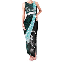 Chuuk Constitution Day Family Matching Tank Maxi Dress and Hawaiian Shirt Hibiscus Turquoise Pattern LT01 Mom's Dress Turquoise - Polynesian Pride