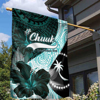 Chuuk Constitution Day Garden Flag Hibiscus Turquoise Pattern LT01 - Polynesian Pride
