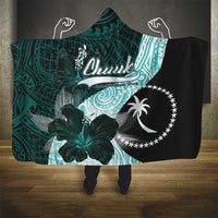 Chuuk Constitution Day Hooded Blanket Hibiscus Turquoise Pattern LT01 - Polynesian Pride