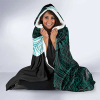 Chuuk Constitution Day Hooded Blanket Hibiscus Turquoise Pattern LT01 - Polynesian Pride