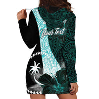 Chuuk Constitution Day Hoodie Dress Hibiscus Turquoise Pattern LT01 - Polynesian Pride