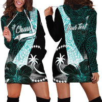 Chuuk Constitution Day Hoodie Dress Hibiscus Turquoise Pattern LT01 - Polynesian Pride
