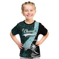 Chuuk Constitution Day Kid T Shirt Hibiscus Turquoise Pattern LT01 Turquoise - Polynesian Pride