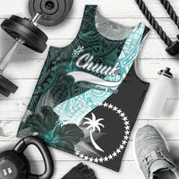 Chuuk Constitution Day Men Tank Top Hibiscus Turquoise Pattern LT01 - Polynesian Pride