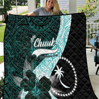 Chuuk Constitution Day Quilt Hibiscus Turquoise Pattern LT01 Turquoise - Polynesian Pride