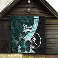 Chuuk Constitution Day Quilt Hibiscus Turquoise Pattern LT01 - Polynesian Pride