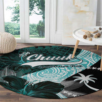 Chuuk Constitution Day Round Carpet Hibiscus Turquoise Pattern LT01 - Polynesian Pride