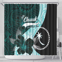 Chuuk Constitution Day Shower Curtain Hibiscus Turquoise Pattern LT01 - Polynesian Pride