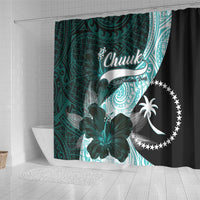 Chuuk Constitution Day Shower Curtain Hibiscus Turquoise Pattern LT01 - Polynesian Pride