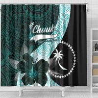 Chuuk Constitution Day Shower Curtain Hibiscus Turquoise Pattern LT01 - Polynesian Pride