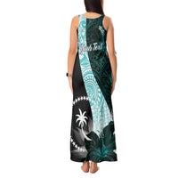 Chuuk Constitution Day Tank Maxi Dress Hibiscus Turquoise Pattern LT01 - Polynesian Pride