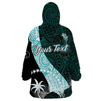 Chuuk Constitution Day Wearable Blanket Hoodie Hibiscus Turquoise Pattern LT01 - Polynesian Pride