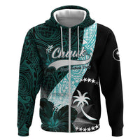Chuuk Constitution Day Zip Hoodie Hibiscus Turquoise Pattern LT01 Zip Hoodie Turquoise - Polynesian Pride