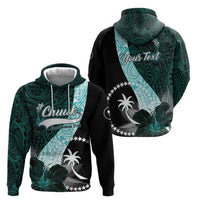 Chuuk Constitution Day Zip Hoodie Hibiscus Turquoise Pattern LT01 - Polynesian Pride