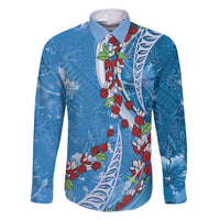 Fiji Tagimaucia Floral Family Matching Off Shoulder Maxi Dress and Hawaiian Shirt Tapa Pattern