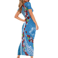 Fiji Tagimaucia Floral Family Matching Short Sleeve Bodycon Dress and Hawaiian Shirt Tapa Pattern