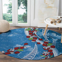 Fiji Tagimaucia Floral Round Carpet Tapa Pattern