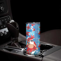 Hawaii Christmas Skinny Tumbler Santa Claus Surfing Kakau Tropical Style
