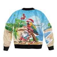 Personalized Hawaii Santa Parrot Christmas Bomber Jacket Summer Vibe - Polynesian Pride
