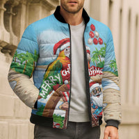 Personalized Hawaii Santa Parrot Christmas Bomber Puffer Jacket Summer Vibe LT01 - Polynesian Pride