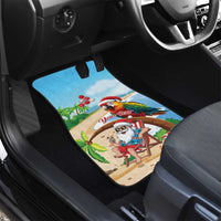 Personalized Hawaii Santa Parrot Christmas Car Mats Summer Vibe - Polynesian Pride