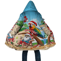 Personalized Hawaii Santa Parrot Christmas Cloak Summer Vibe LT01 Unisex Blue - Polynesian Pride