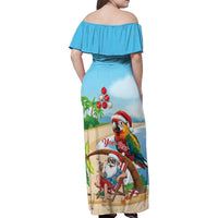 Personalized Hawaii Santa Parrot Christmas Family Matching Off Shoulder Maxi Dress and Hawaiian Shirt Summer Vibe LT01 - Polynesian Pride